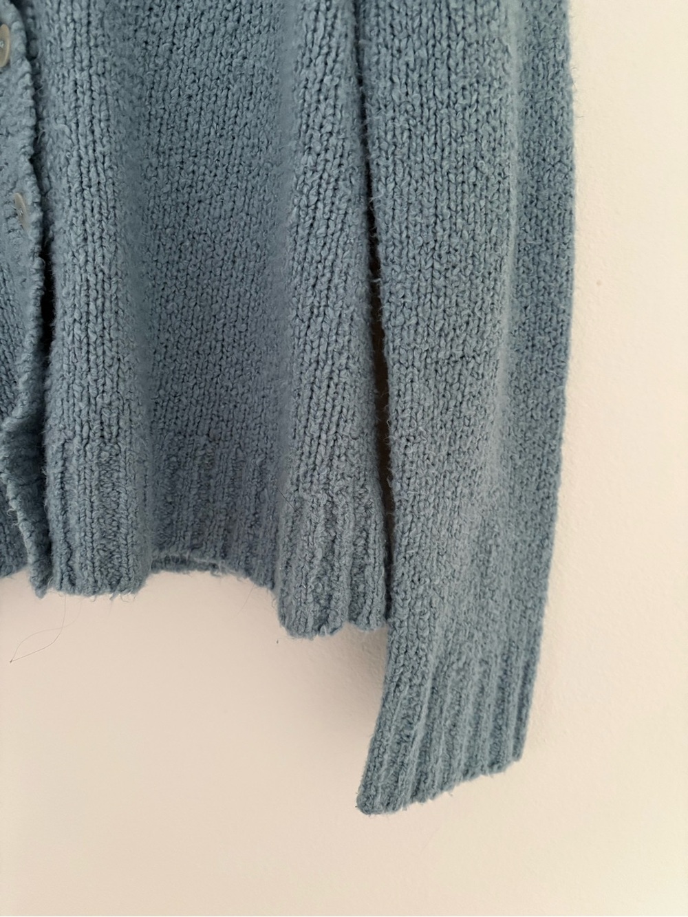 J Crew Wool Blend Dusty Blue Button Up Chunky Cardigan Sweater Women’s MEDIUM - Picture 3 of 5